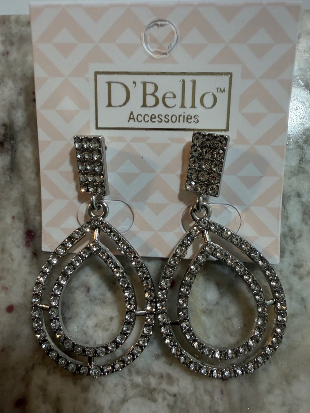 D'Bello Silver Crystal Teardrop Dangle Earrings